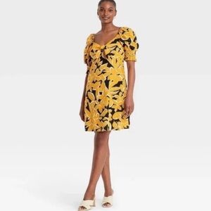 WHO WHAT WEAR PUFF SLEEVE FLORAL DRESS